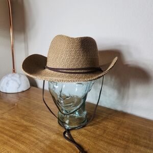 Furtalk Straw Fedora Hat Adjustable M/L Classic Brown Cowboy Hat